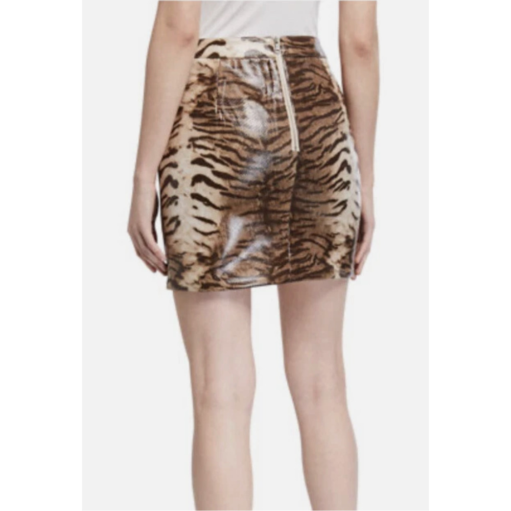 BARDOT Aritzia ALEXIS ANIMAL Print brown mini Skirt Faux Leather Small Size 4 - Picture 8 of 8